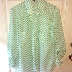 Chevron button-down blouse